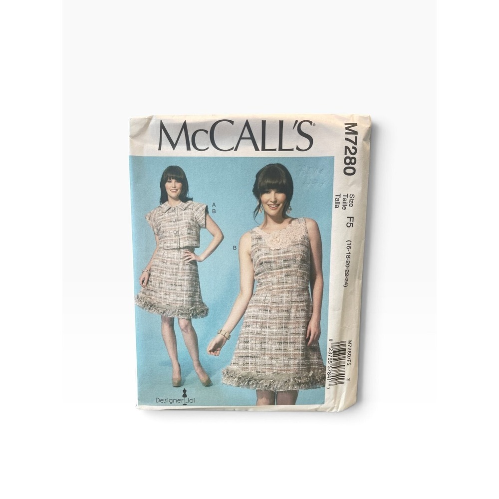 McCall's M7280 Misses Jacket Dress Size F5 (16-24) Designer Joi Uncut